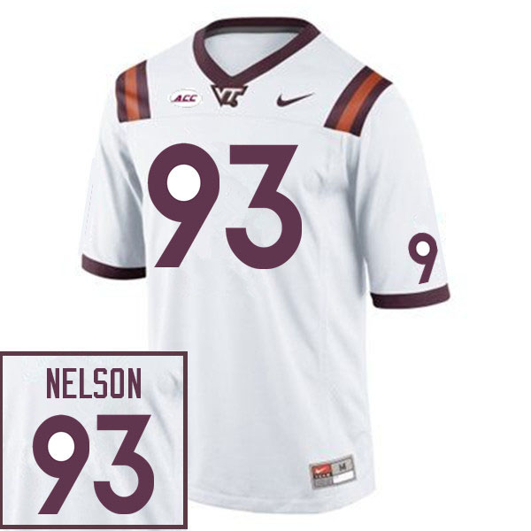 Men #93 Cole Nelson Virginia Tech Hokies College Football Jerseys Sale-White